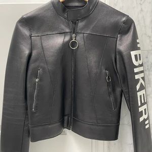 OFF-WHITE by Virgil Abloh black leather BIKER jacket